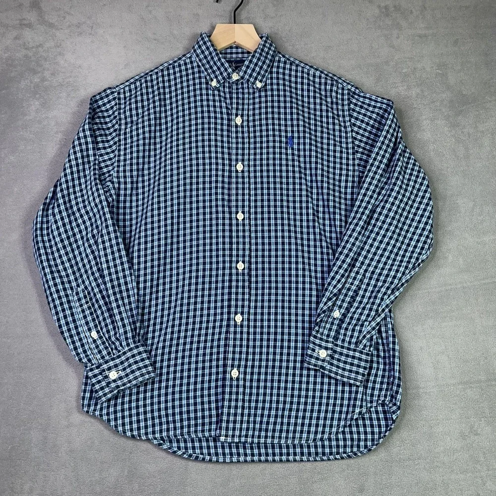 Ralph Lauren Boys Large Blue Plaid Brushed‎ Twill